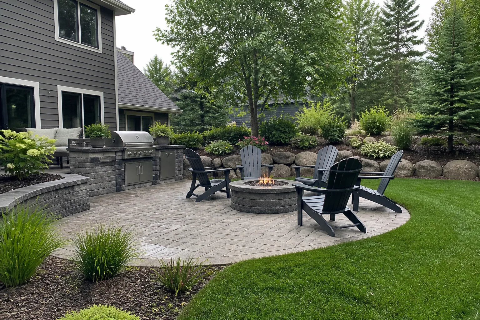Landscaped the concept with stonework and planting